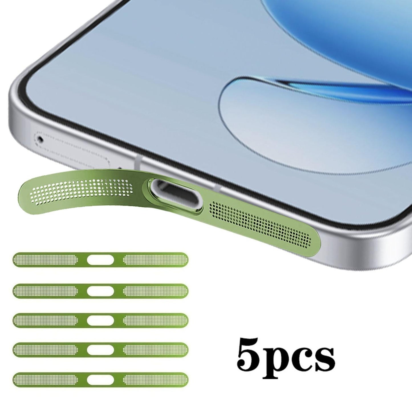 For OPPO Reno14 Pro 5pcs High-Density Metallic Integrated Speaker Dust Cover(Green)