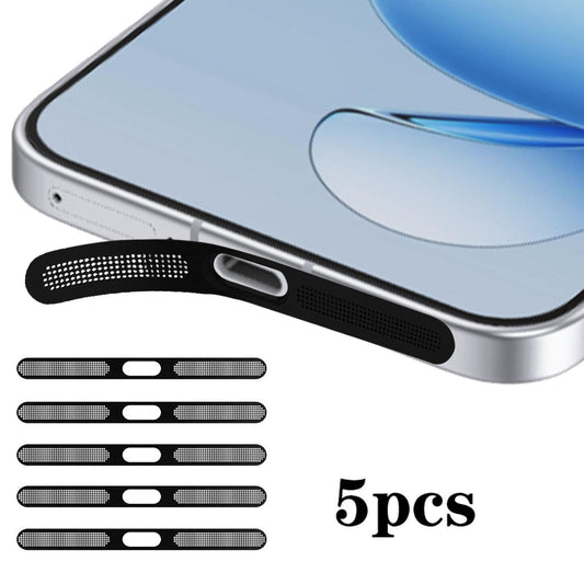 For OPPO Reno14 5pcs High-Density Metallic Integrated Speaker Dust Cover(Black)