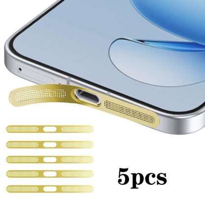 For OPPO Reno14 5pcs High-Density Metallic Integrated Speaker Dust Cover(Gold)