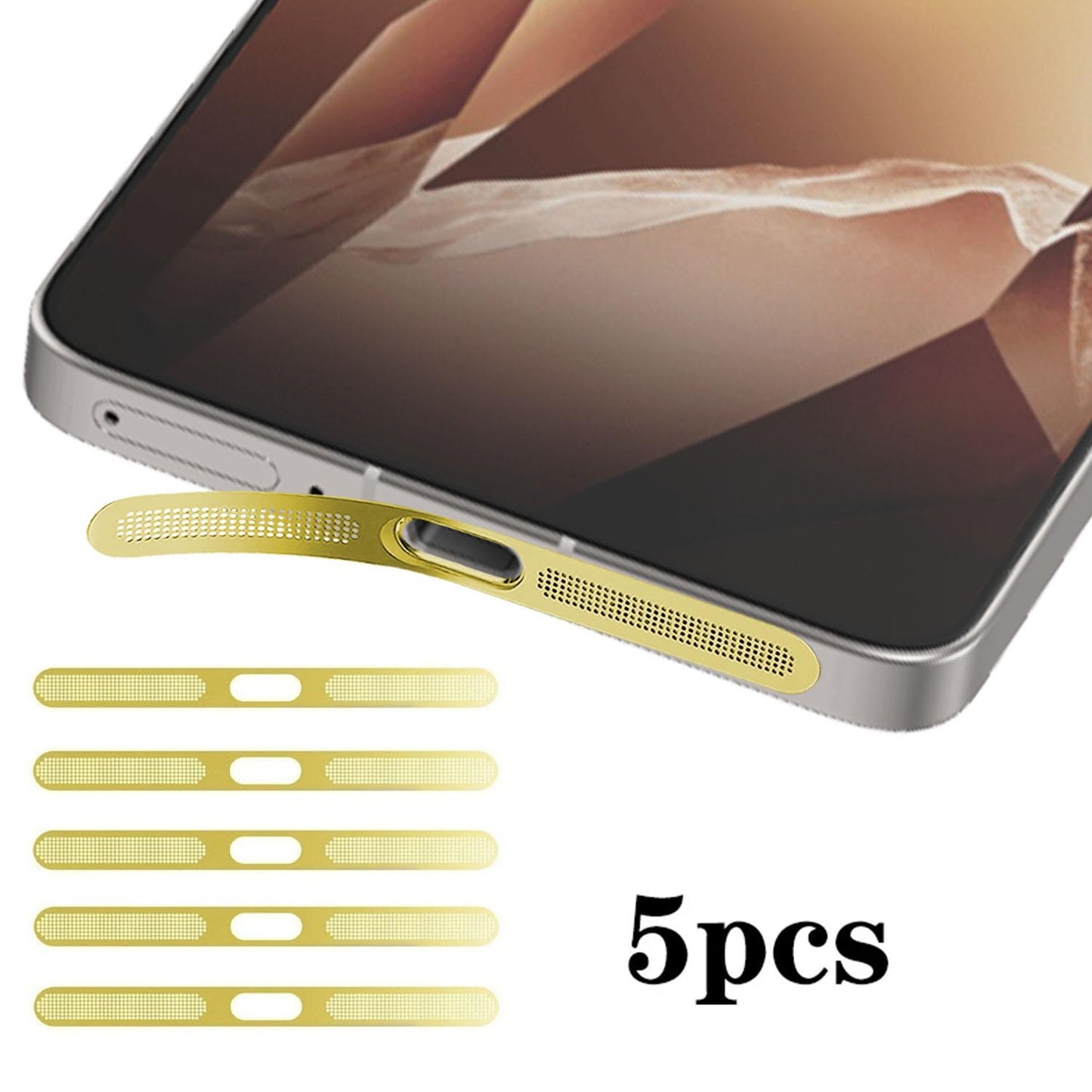 For OnePlus Ace 5 Pro 5pcs High-Density Metallic Integrated Speaker Dust Cover(Gold)