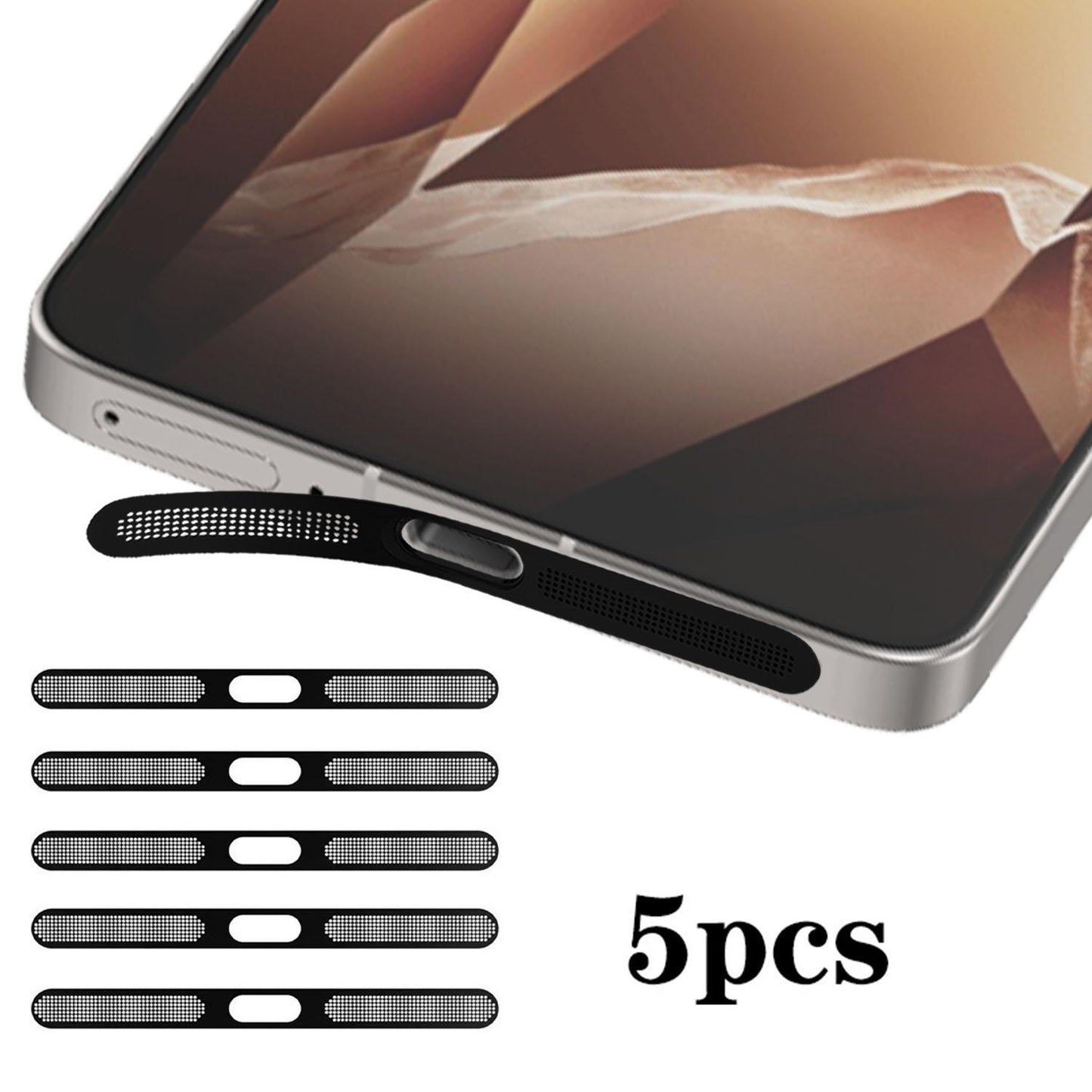 For OnePlus 13R 5pcs High-Density Metallic Integrated Speaker Dust Cover(Black)
