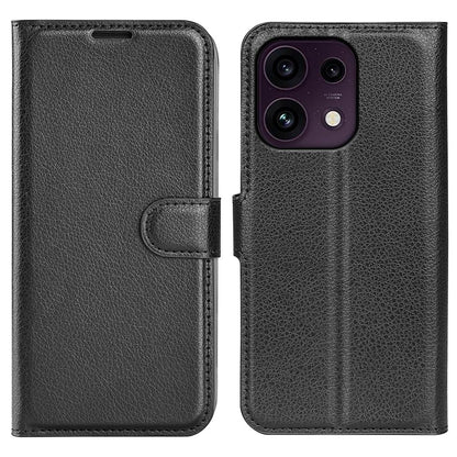 For OPPO Reno16 F / FS Litchi Texture Horizontal Flip Leather Phone Case with Holder - Black - SYA003245910A