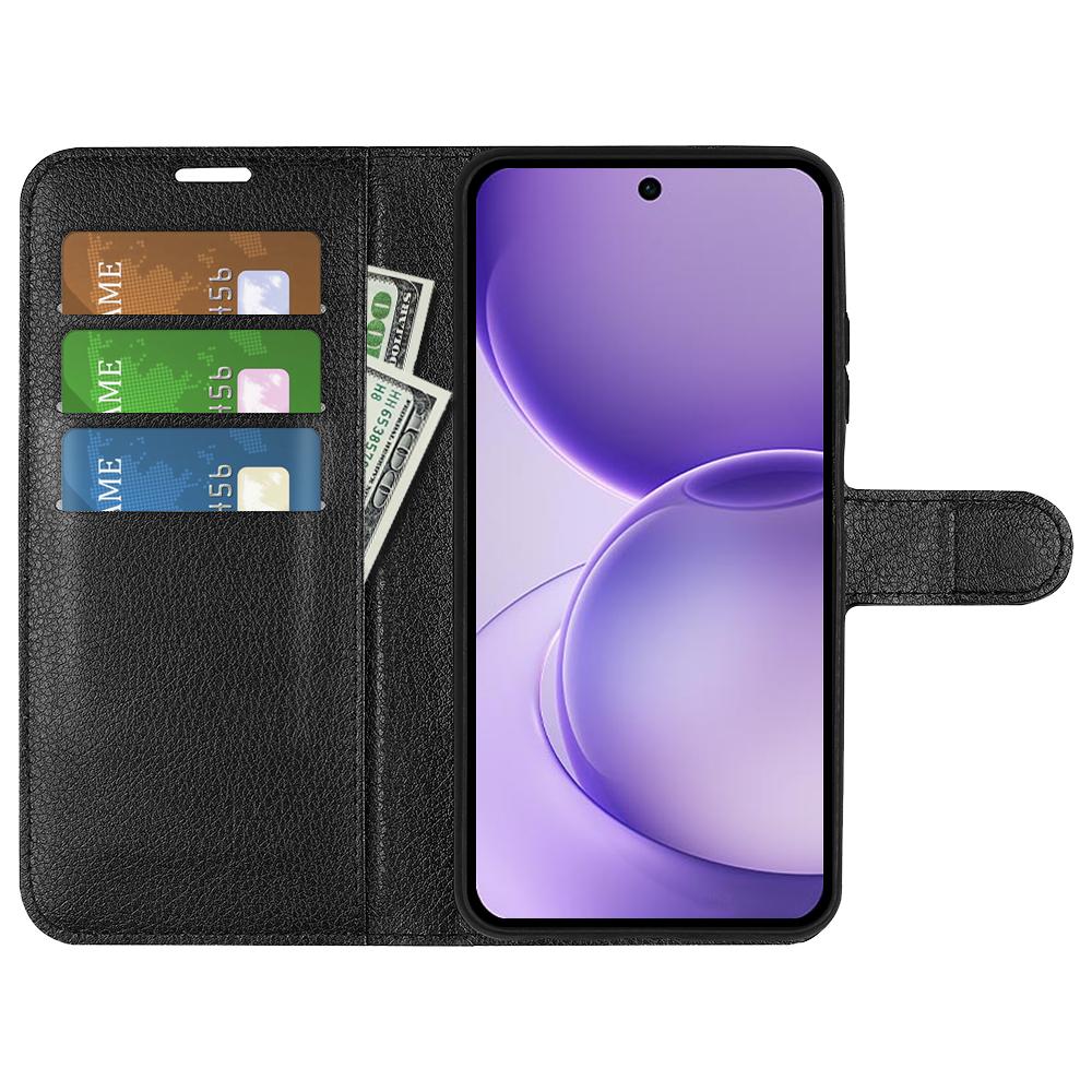 For OPPO Reno16 F / FS Litchi Texture Horizontal Flip Leather Phone Case with Holder - Black - SYA003245910A