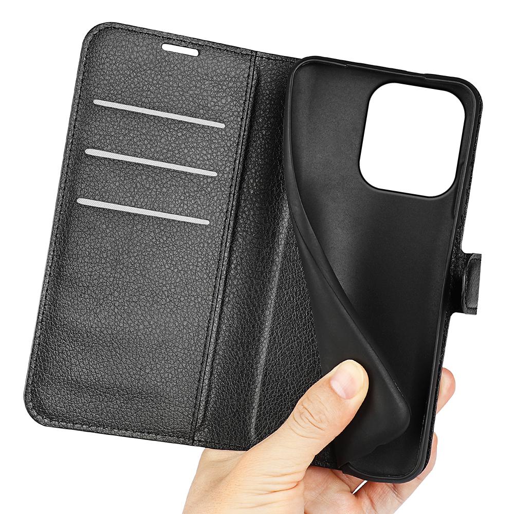 For OPPO Reno16 F / FS Litchi Texture Horizontal Flip Leather Phone Case with Holder - Black - SYA003245910A