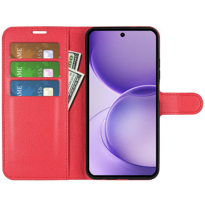 For OPPO Reno16 F / FS Litchi Texture Horizontal Flip Leather Phone Case with Holder - Red - SYA003245910C