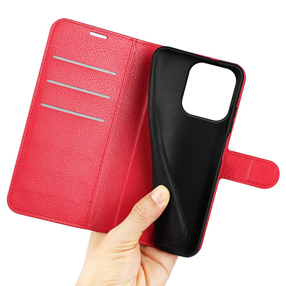 For OPPO Reno16 F / FS Litchi Texture Horizontal Flip Leather Phone Case with Holder - Red - SYA003245910C
