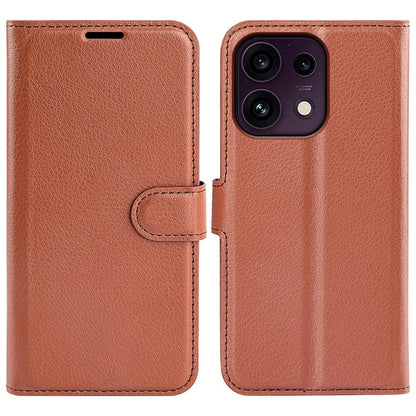 For OPPO Reno16 F / FS Litchi Texture Horizontal Flip Leather Phone Case with Holder - Brown - SYA003245910D