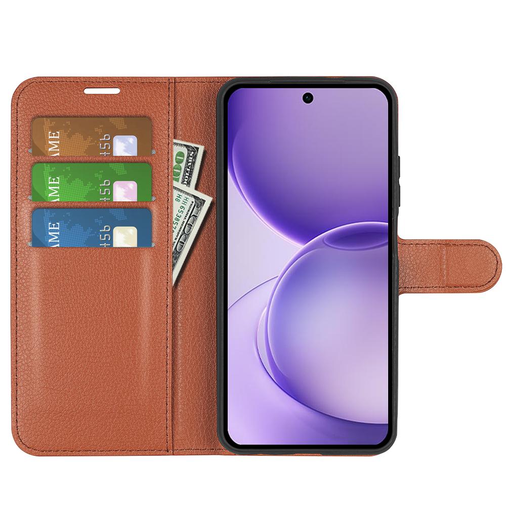 For OPPO Reno16 F / FS Litchi Texture Horizontal Flip Leather Phone Case with Holder - Brown - SYA003245910D