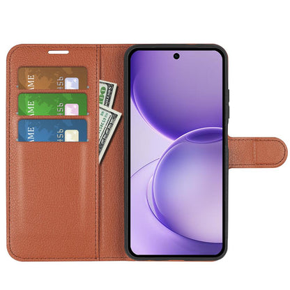 For OPPO Reno16 F / FS Litchi Texture Horizontal Flip Leather Phone Case with Holder - Brown - SYA003245910D