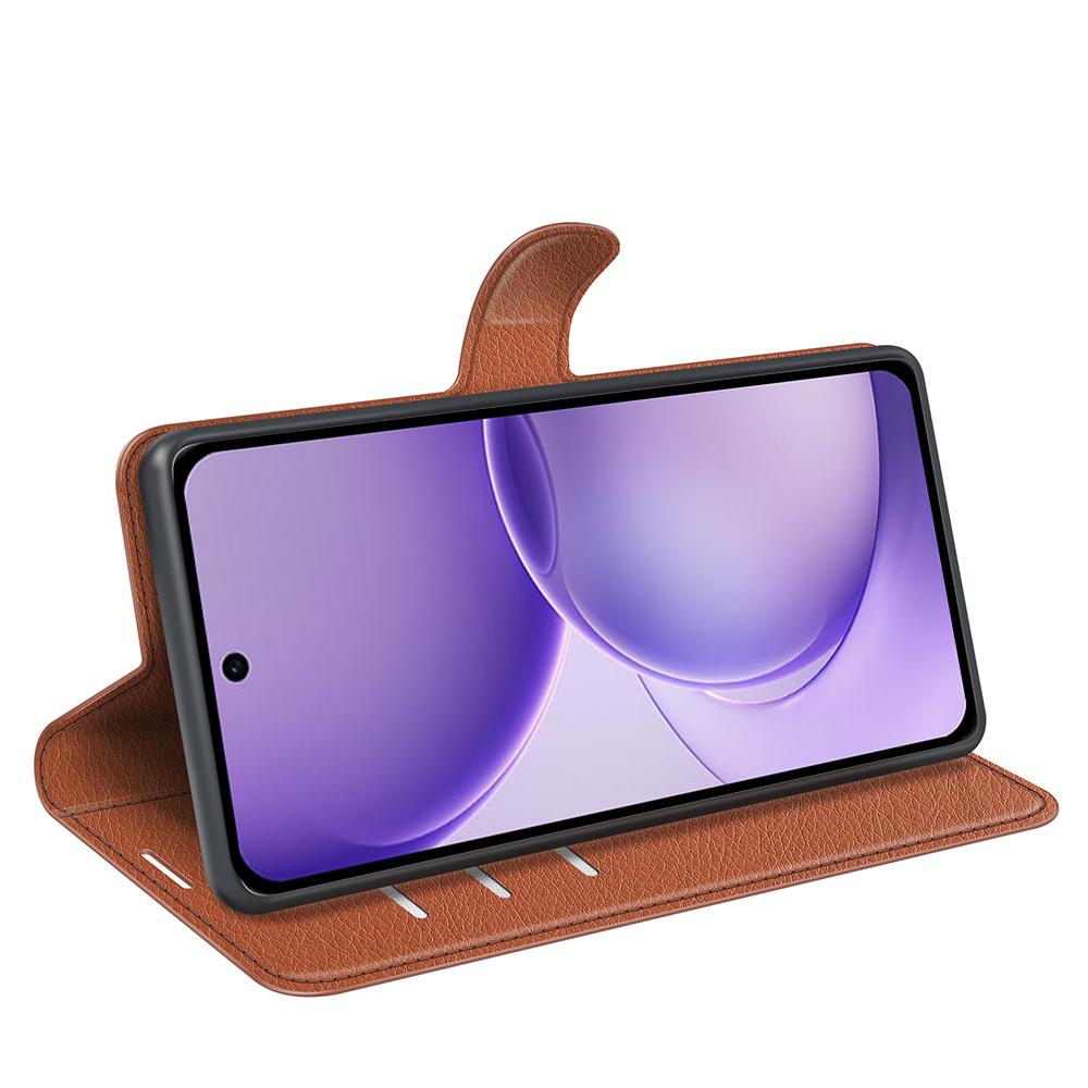 For OPPO Reno16 F / FS Litchi Texture Horizontal Flip Leather Phone Case with Holder - Brown - SYA003245910D