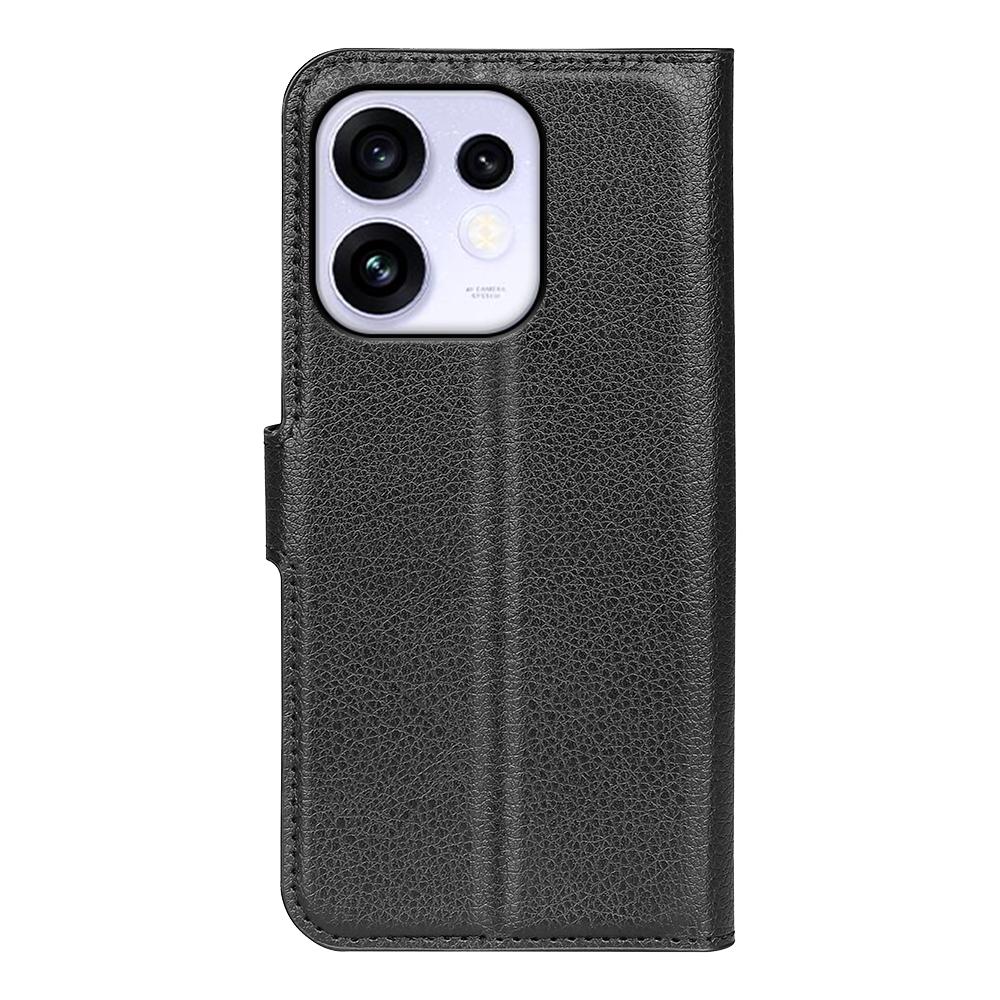or OPPO Reno16 5G /16 Pro 5G Global Litchi Texture Horizontal Flip Leather Phone Case with Holder - Black - SYA003245911A
