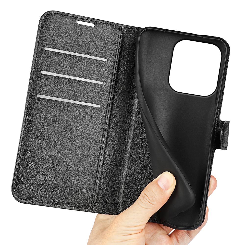or OPPO Reno16 5G /16 Pro 5G Global Litchi Texture Horizontal Flip Leather Phone Case with Holder - Black - SYA003245911A
