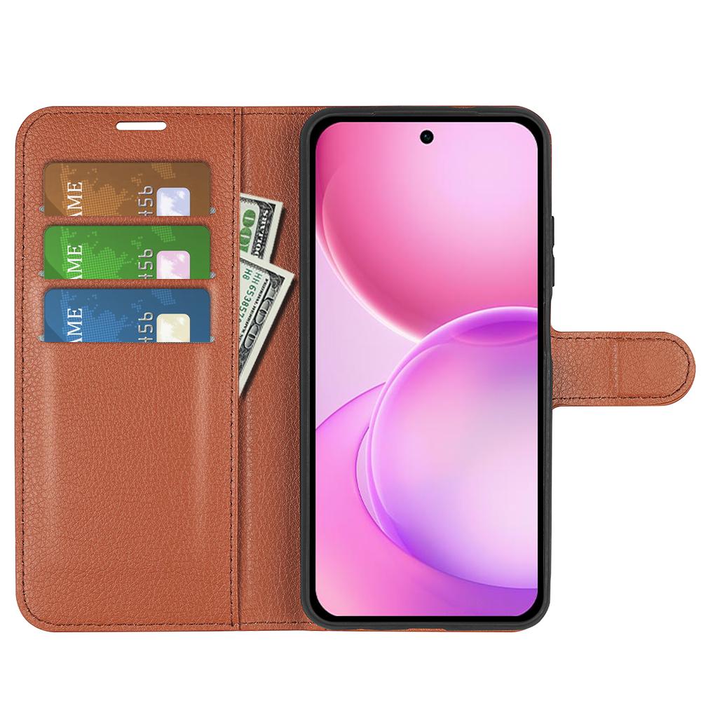 or OPPO Reno16 5G /16 Pro 5G Global Litchi Texture Horizontal Flip Leather Phone Case with Holder - Brown - SYA003245911D