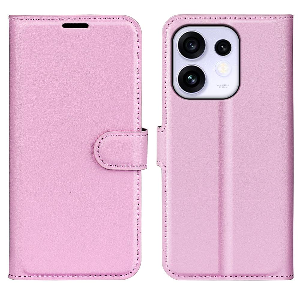 or OPPO Reno16 5G /16 Pro 5G Global Litchi Texture Horizontal Flip Leather Phone Case with Holder - Pink - SYA003245911G