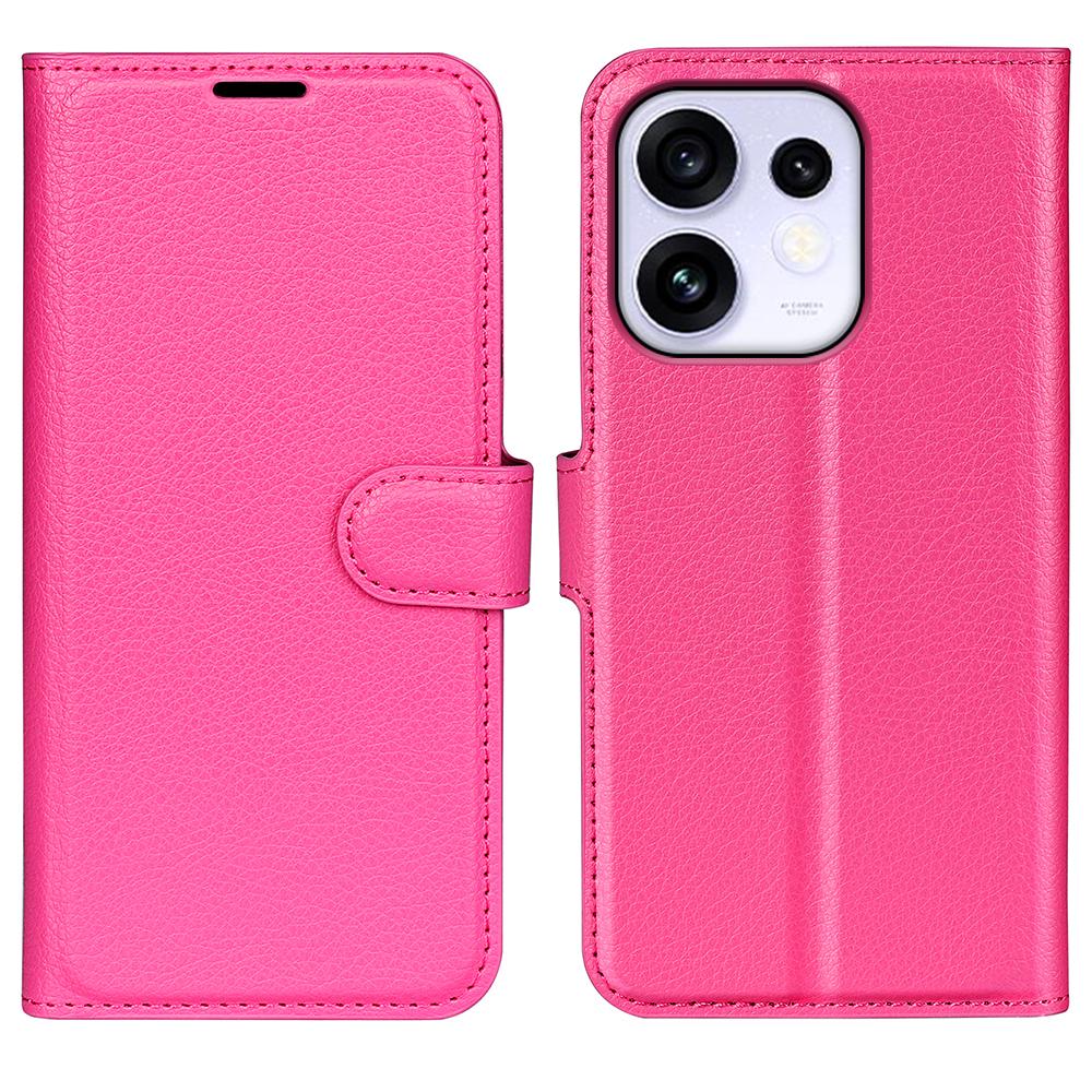 or OPPO Reno16 5G /16 Pro 5G Global Litchi Texture Horizontal Flip Leather Phone Case with Holder - Rose Red - SYA003245911H