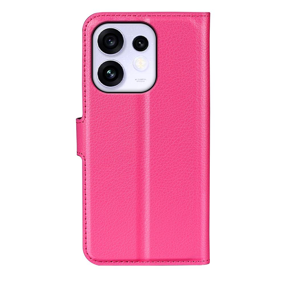 or OPPO Reno16 5G /16 Pro 5G Global Litchi Texture Horizontal Flip Leather Phone Case with Holder - Rose Red - SYA003245911H