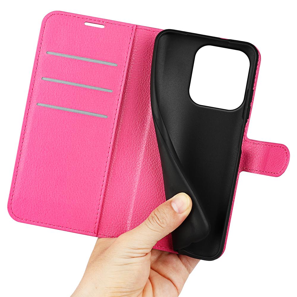 or OPPO Reno16 5G /16 Pro 5G Global Litchi Texture Horizontal Flip Leather Phone Case with Holder - Rose Red - SYA003245911H