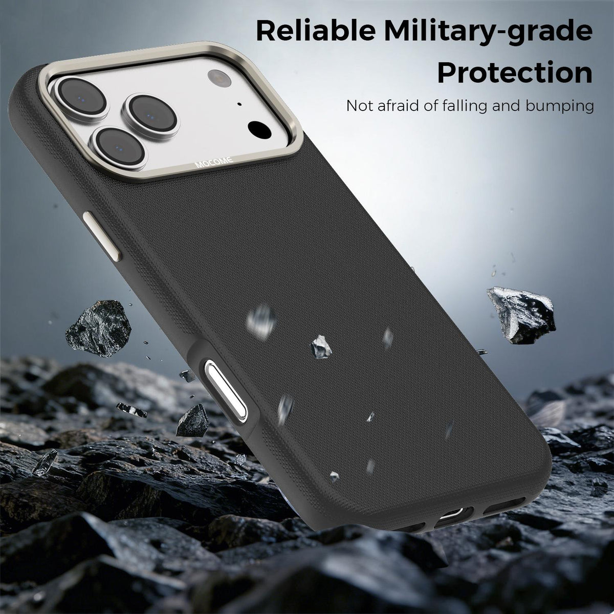 For iPhone 18 Pro Max Mocome Plain Magnetic Shockproof Phone Case - Black - SYA003247601A