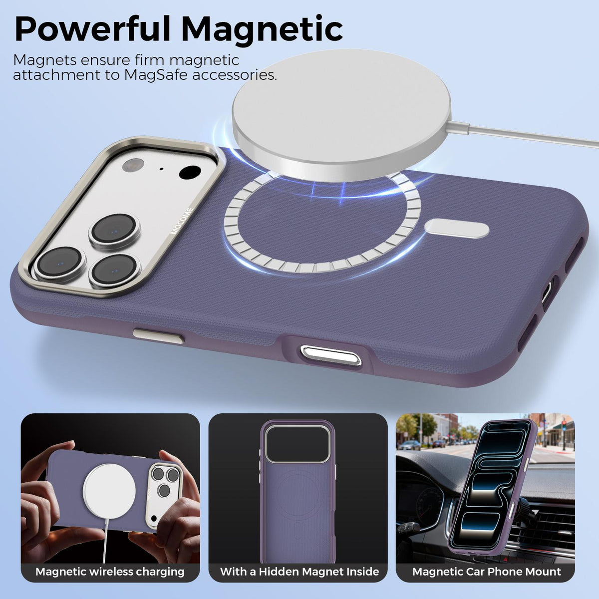 For iPhone 18 Pro Max Mocome Plain Magnetic Shockproof Phone Case - Purple - SYA003247601C