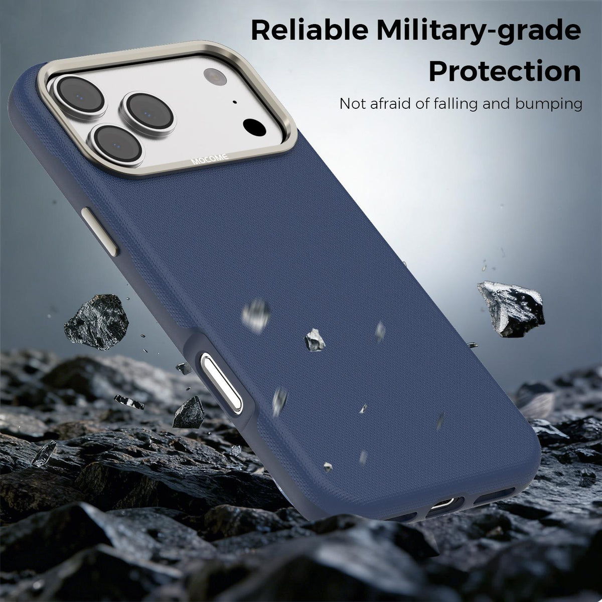 For iPhone 18 Pro Max Mocome Plain Magnetic Shockproof Phone Case - Blue - SYA003247601D