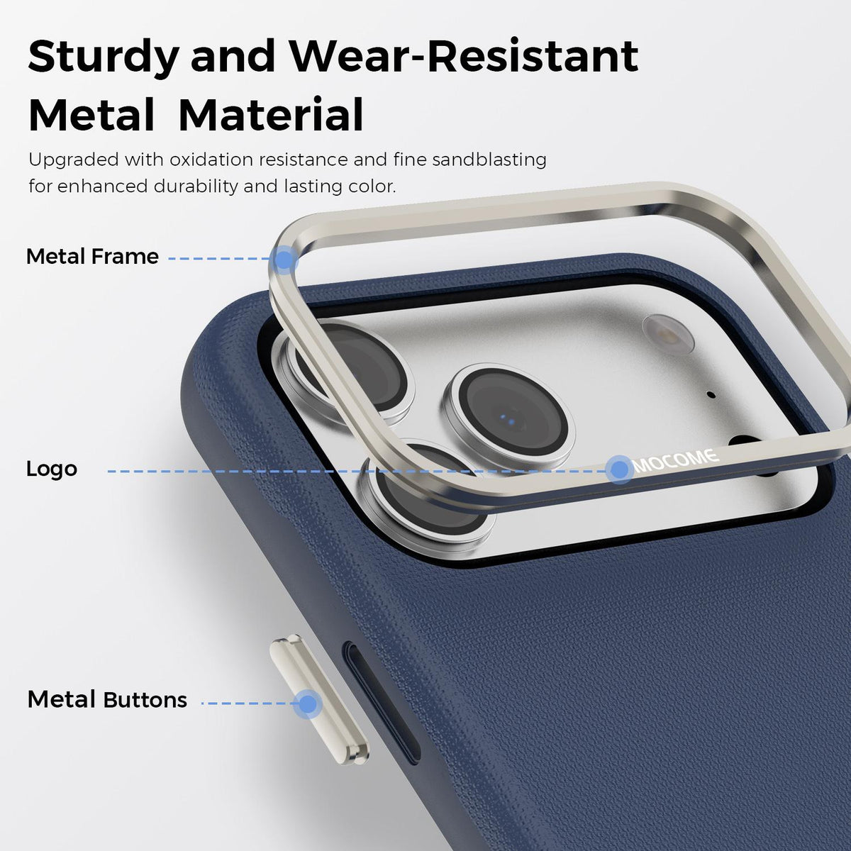 For iPhone 18 Pro Max Mocome Plain Magnetic Shockproof Phone Case - Blue - SYA003247601D