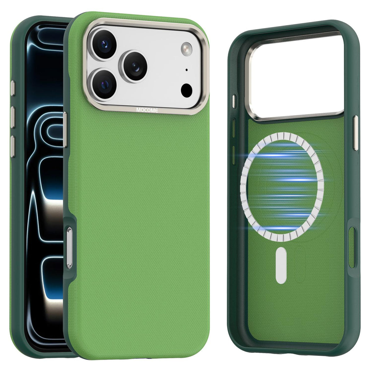 For iPhone 18 Pro Max Mocome Plain Magnetic Shockproof Phone Case - Green - SYA003247601E
