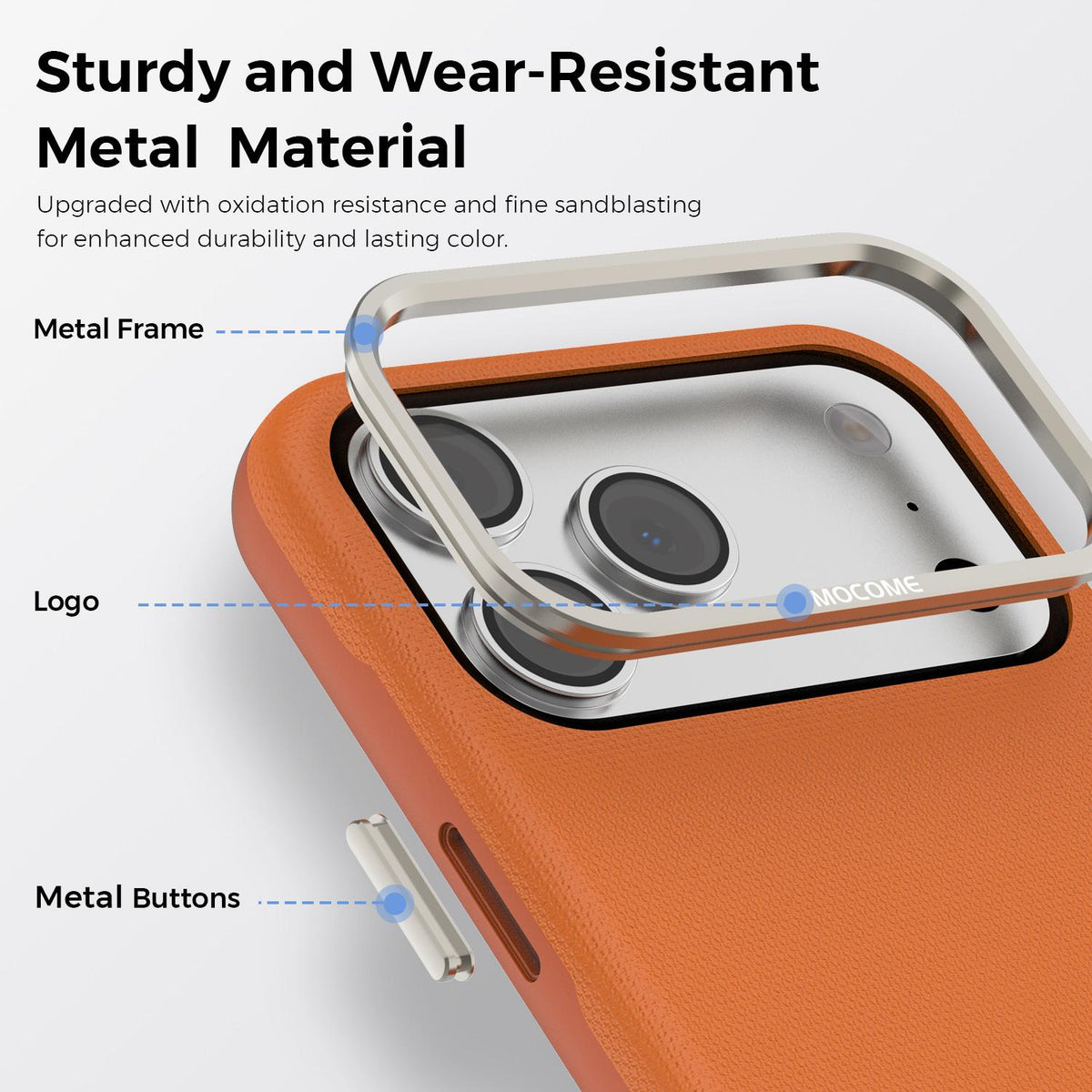 For iPhone 18 Pro Max Mocome Plain Magnetic Shockproof Phone Case - Orange - SYA003247601F