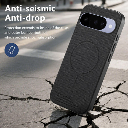 For Google Pixel 11 Fabric Magnetic PU Back Cover Phone Case - Black - SYA003288907A