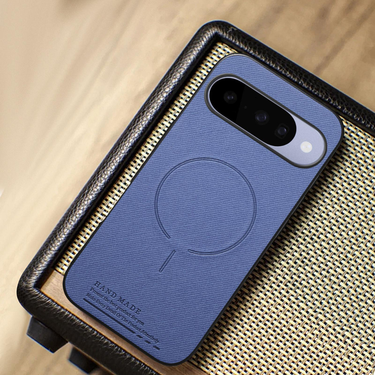 For Google Pixel 11 Fabric Magnetic PU Back Cover Phone Case - Blue - SYA003288907B