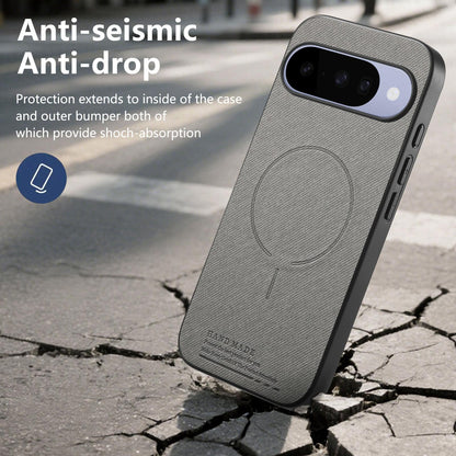 For Google Pixel 11 Fabric Magnetic PU Back Cover Phone Case - Gray - SYA003288907C