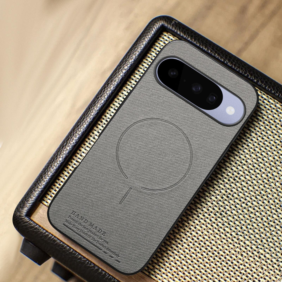 For Google Pixel 11 Fabric Magnetic PU Back Cover Phone Case - Gray - SYA003288907C