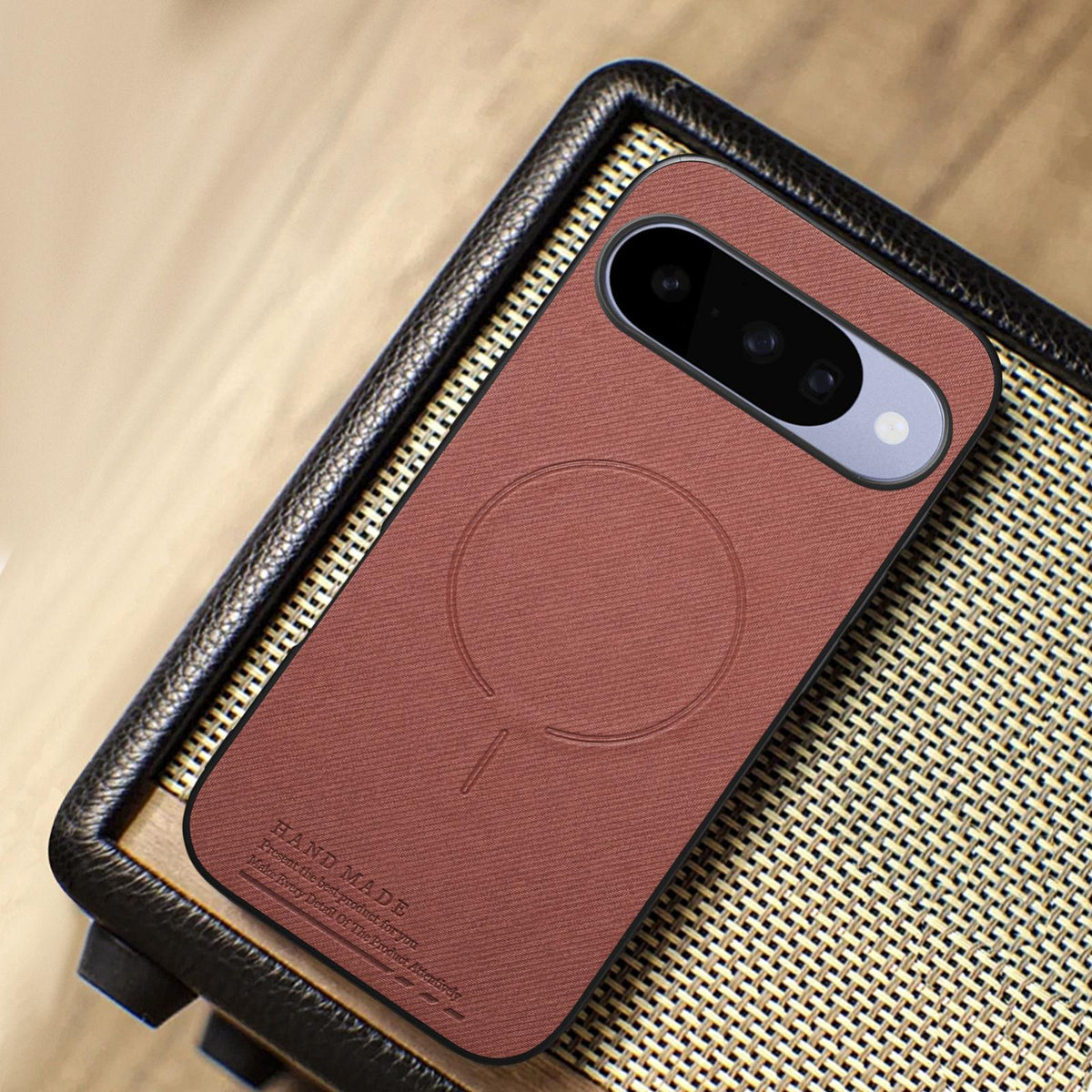 For Google Pixel 11 Fabric Magnetic PU Back Cover Phone Case - Brown - SYA003288907D