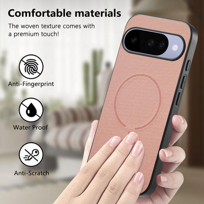For Google Pixel 11 Fabric Magnetic PU Back Cover Phone Case - Pink - SYA003288907G