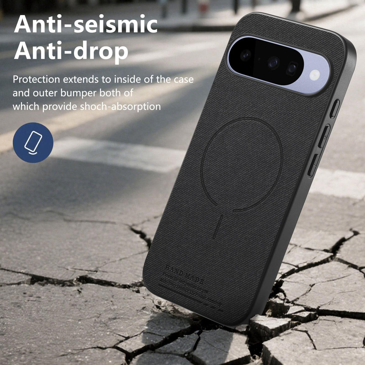 For Google Pixel 11 Pro Fabric Magnetic PU Back Cover Phone Case - Black - SYA003288908A