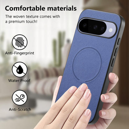 For Google Pixel 11 Pro Fabric Magnetic PU Back Cover Phone Case - Blue - SYA003288908B