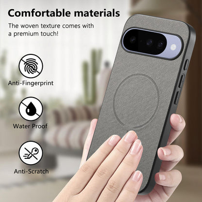 For Google Pixel 11 Pro Fabric Magnetic PU Back Cover Phone Case - Gray - SYA003288908C