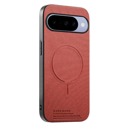 For Google Pixel 11 Pro Fabric Magnetic PU Back Cover Phone Case - Brown - SYA003288908D