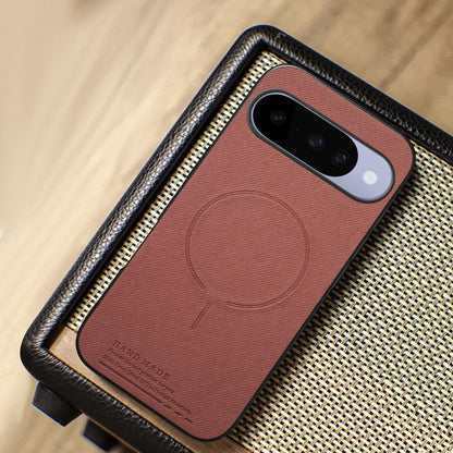 For Google Pixel 11 Pro Fabric Magnetic PU Back Cover Phone Case - Brown - SYA003288908D