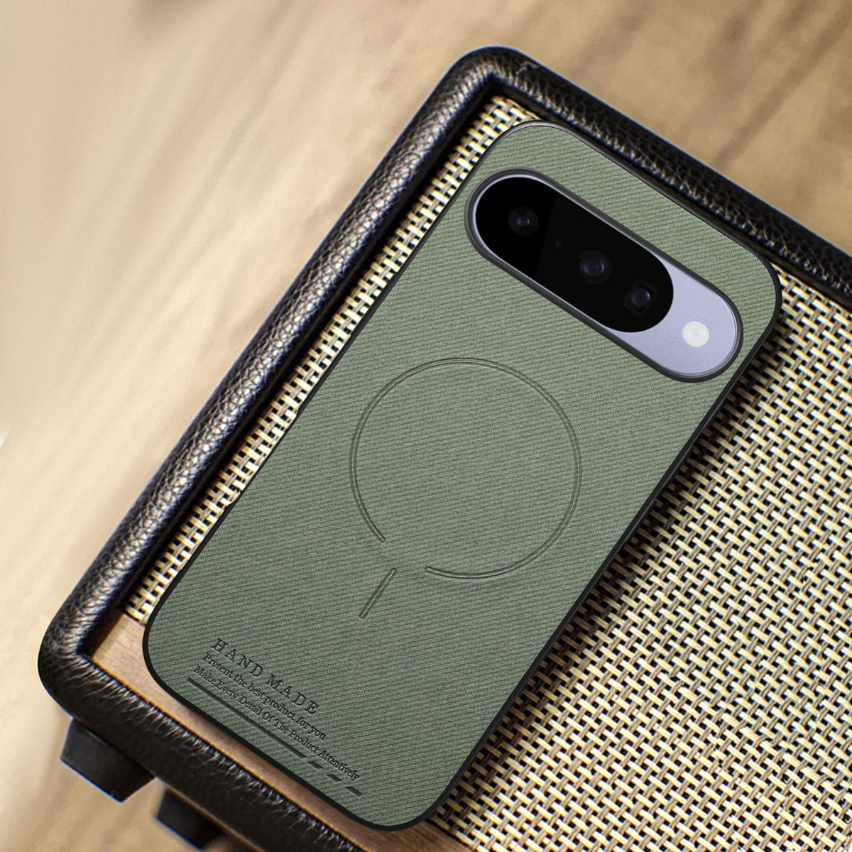For Google Pixel 11 Pro Fabric Magnetic PU Back Cover Phone Case - Green - SYA003288908E