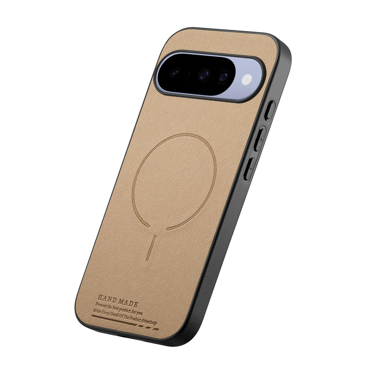 For Google Pixel 11 Pro Fabric Magnetic PU Back Cover Phone Case - Khaki - SYA003288908F