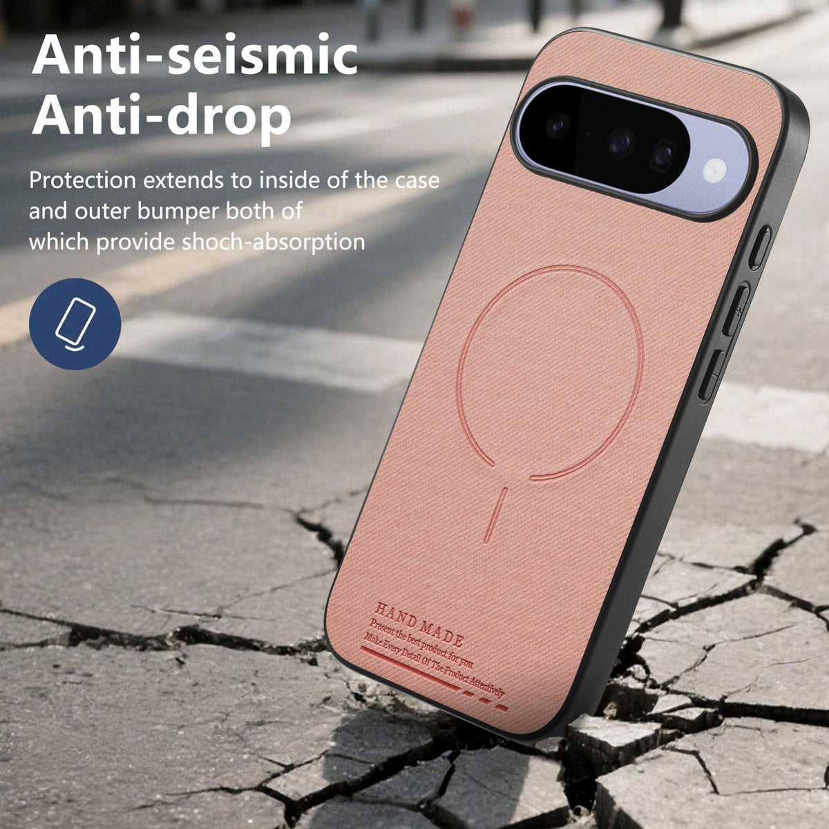For Google Pixel 11 Pro Fabric Magnetic PU Back Cover Phone Case - Pink - SYA003288908G