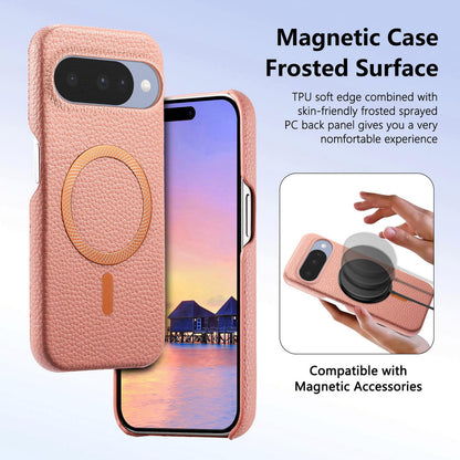 For Google Pixel 11 Litchi Texture Brushed MagSafe PU Back Cover Phone Case - Pink - SYA003329607A