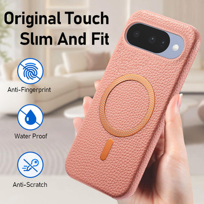 For Google Pixel 11 Litchi Texture Brushed MagSafe PU Back Cover Phone Case - Pink - SYA003329607A