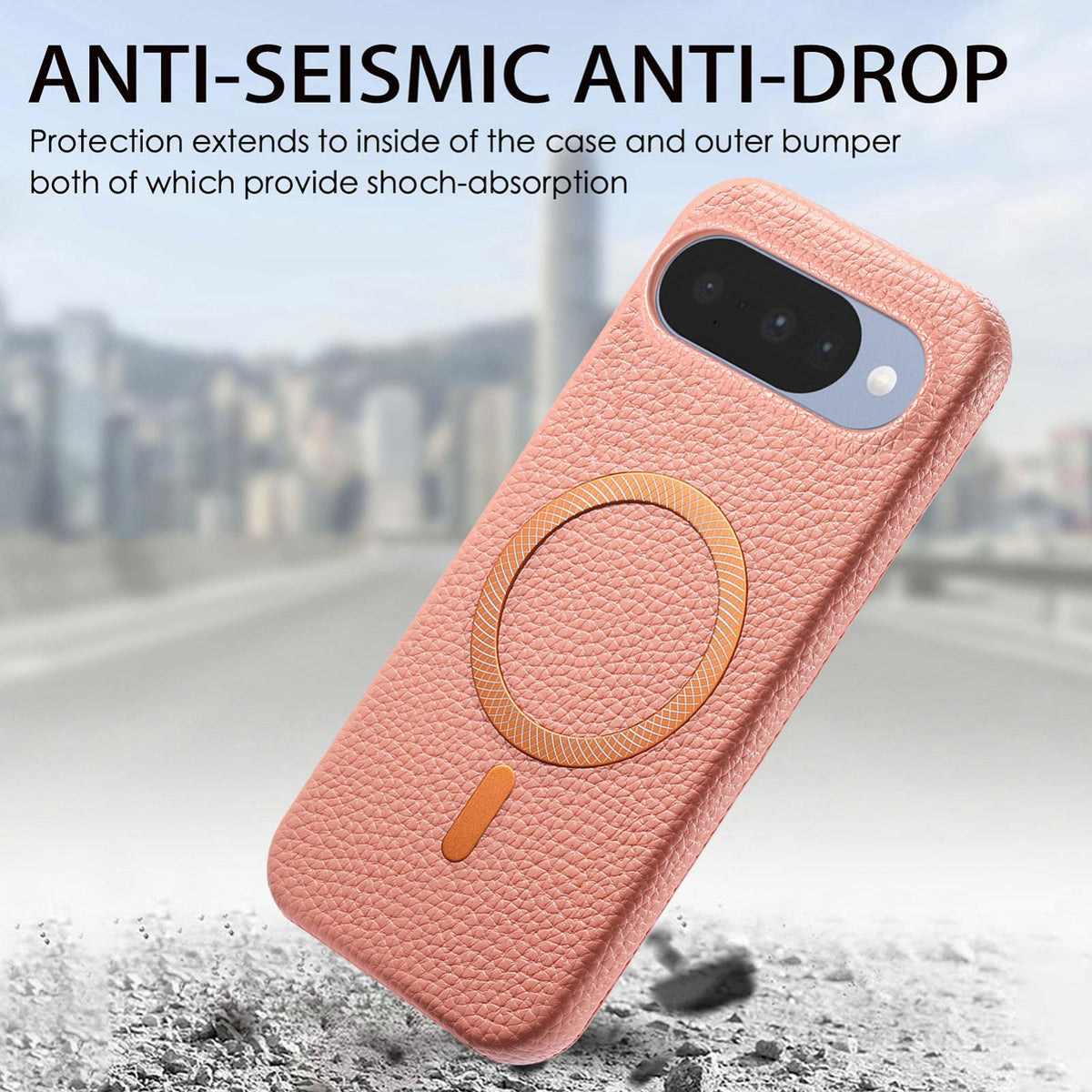 For Google Pixel 11 Litchi Texture Brushed MagSafe PU Back Cover Phone Case - Pink - SYA003329607A