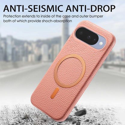 For Google Pixel 11 Litchi Texture Brushed MagSafe PU Back Cover Phone Case - Pink - SYA003329607A