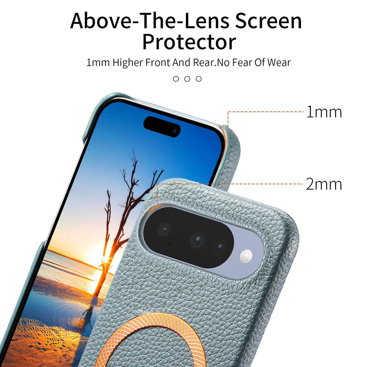 For Google Pixel 11 Litchi Texture Brushed MagSafe PU Back Cover Phone Case - Blue - SYA003329607B