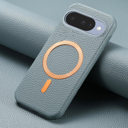 For Google Pixel 11 Litchi Texture Brushed MagSafe PU Back Cover Phone Case - Blue - SYA003329607B