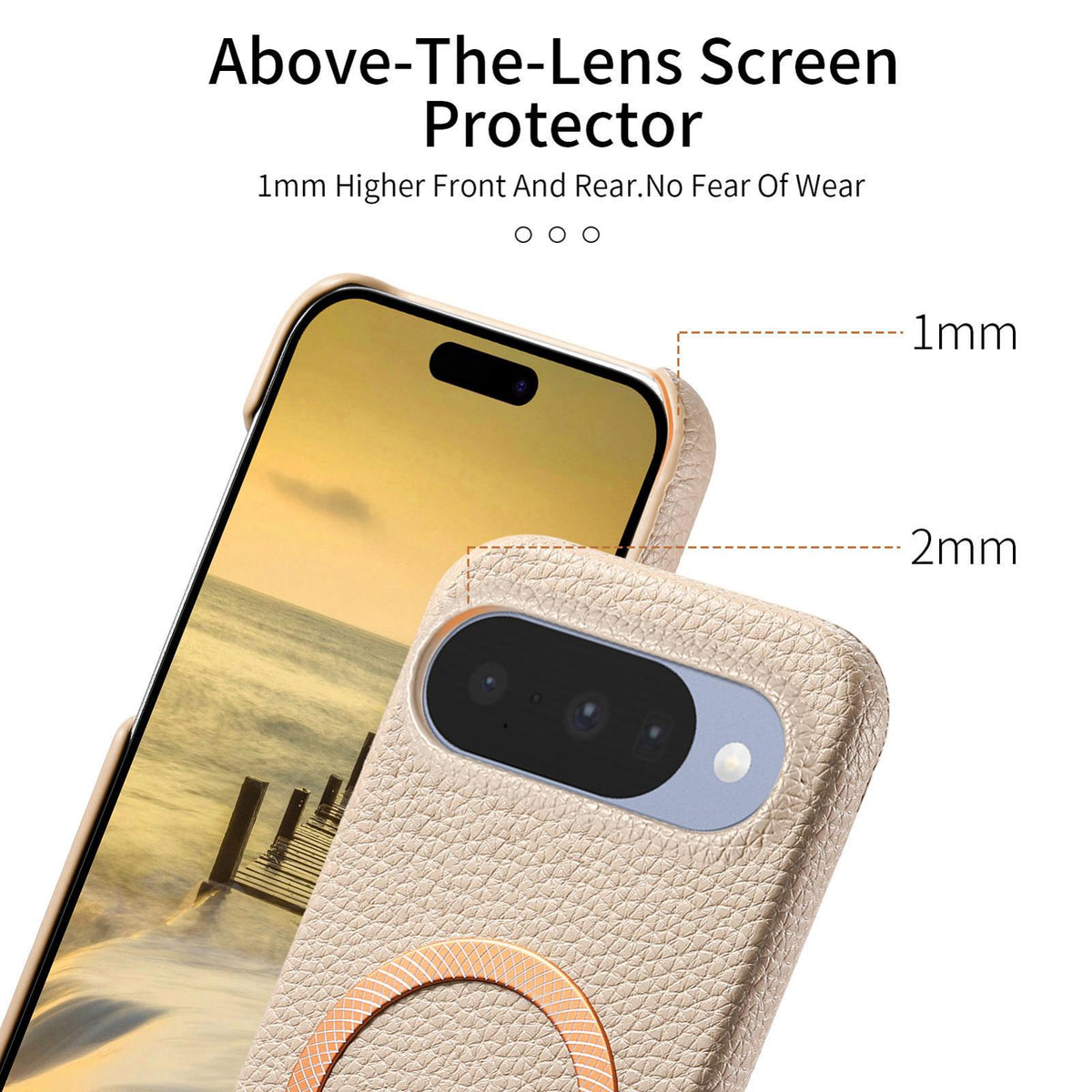 For Google Pixel 11 Litchi Texture Brushed MagSafe PU Back Cover Phone Case - Khaki - SYA003329607C