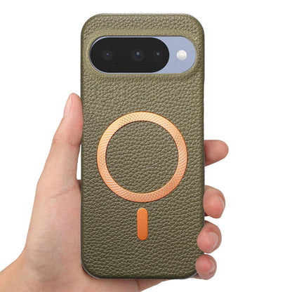 For Google Pixel 11 Litchi Texture Brushed MagSafe PU Back Cover Phone Case - Green - SYA003329607F