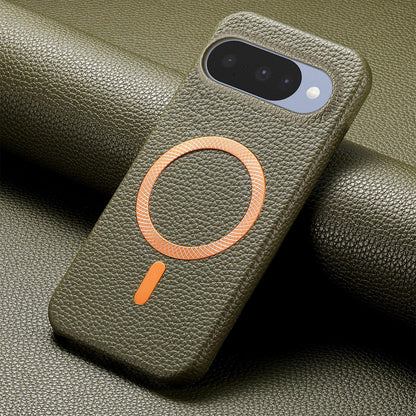 For Google Pixel 11 Litchi Texture Brushed MagSafe PU Back Cover Phone Case - Green - SYA003329607F
